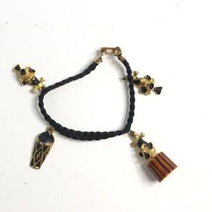 braided bracelet tribal charms black gold hardware ethnic cultural folk small 3”